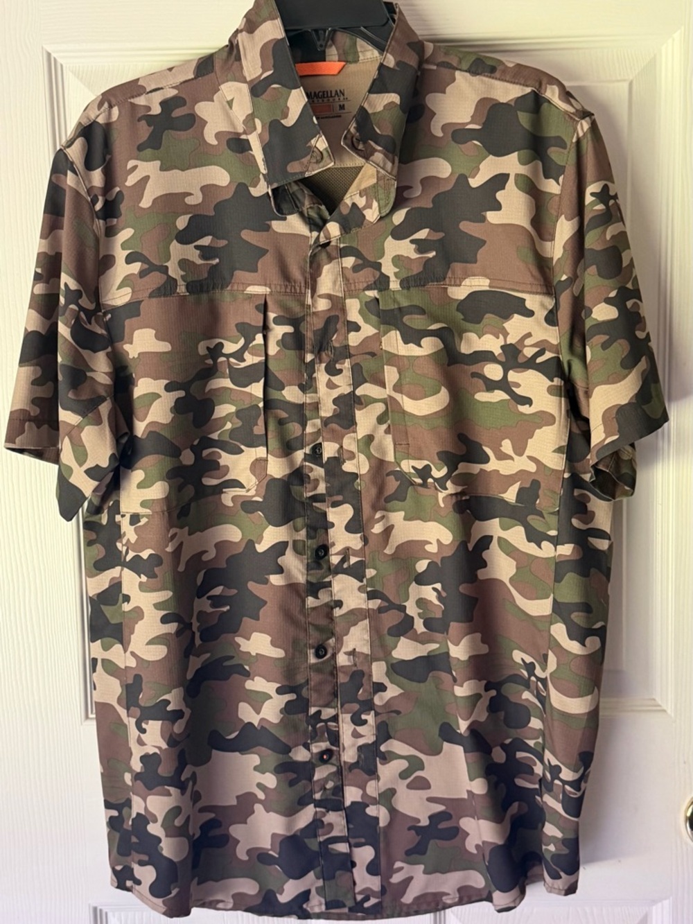 Magellan Outdoors Short-Sleeve Camo Button-Down Shirt - Green/Brown/Black/Tan